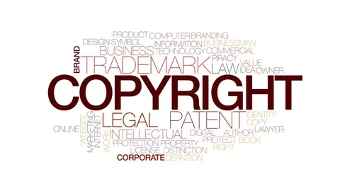 Copyright animated word cloud, text design animation. Kinetic typography. Stock Footage 71891416