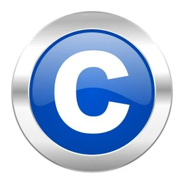Copyright blue circle chrome web icon isolated. Stock Illustration