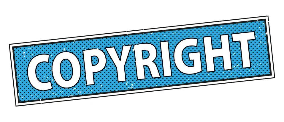 COPYRIGHT blue Rubber Stamp Vector over a white background. Stock Illustration