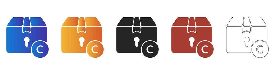 Copyright box package icon for intellectual property Illustrazione stock