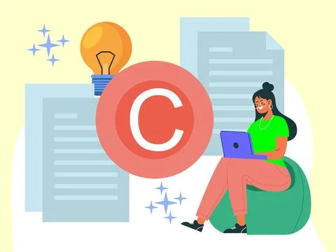 Copyright Concept Illustration Style Stock Illustration