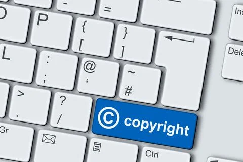 Copyright concept PC computer keyboard 3d illustration Stock Illustration