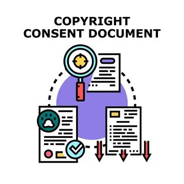 Copyright consent document review and approval concept Stock Illustration