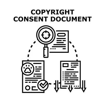 Copyright consent document review and approval concept Stock Illustration