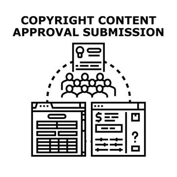 Copyright content approval submission process vector icon concept Stock Illustration