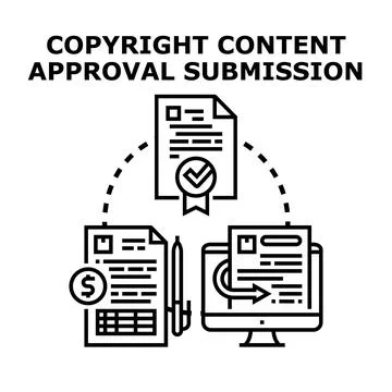 Copyright content approval submission process concept Stock Illustration
