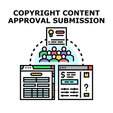 Copyright content approval submission process vector icon concept Illustrazione stock