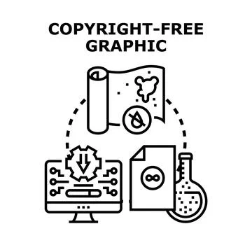 Copyright free graphic material accessing and using concept Stockillustratie