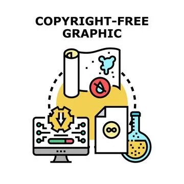 Copyright free graphic material accessing and using concept Stockillustratie