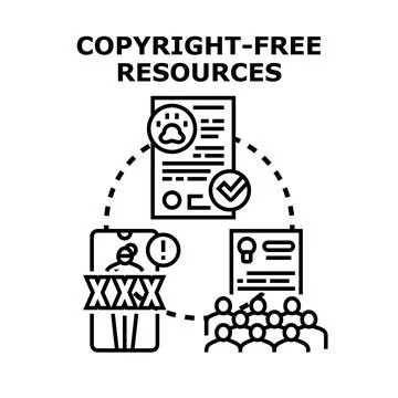Copyright free resources sharing digital content concept Stock Illustration