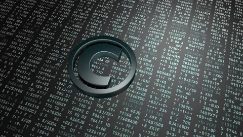 Copyright icon on the background of numbers and symbols. Stock Footage 152888179