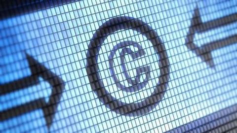 Copyright icon on the Screen. 4K Resolution. Encoder Prores 4444. Looping. Video stock 83063804