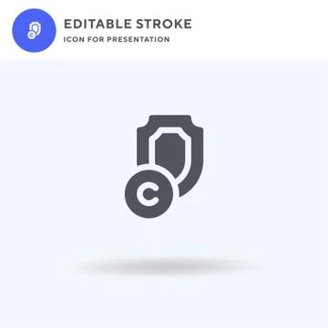 Copyright icon vector, filled flat sign, solid pictogram isolated on white, l Illustrazione stock