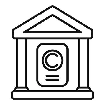 Copyright law document icon outline vector. Legal court building Ilustración de archivo