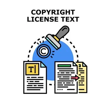 Copyright license text document protecting intellectual property 库存插图