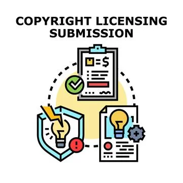 Copyright licensing submission process for intellectual property Stock Illustration