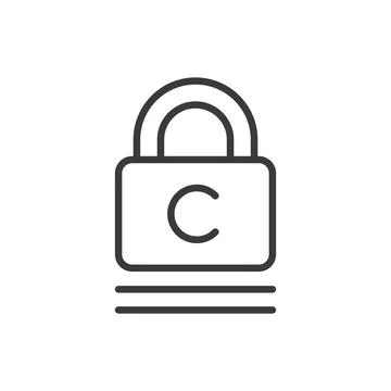 Copyright lock, in line design. Copyright, lock, protection, security, rights 스톡 일러스트