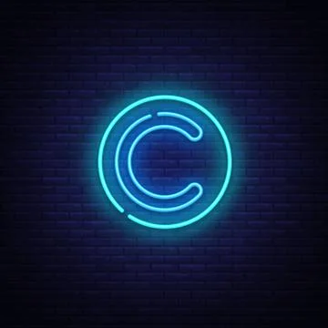 Copyright neon sign vector. Copyrights Design template neon sign, light banner Stock Illustration