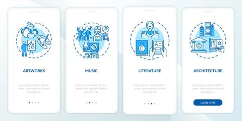Copyright objects onboarding mobile app page screen with concepts Stockillustratie