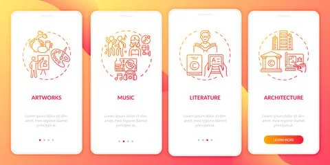 Copyright objects onboarding mobile app page screen with concepts Stockillustratie