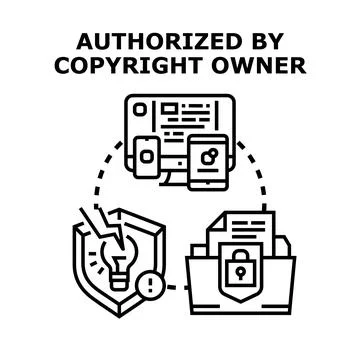 Copyright owner granting authorization for intellectual property protection r Illustrazione stock