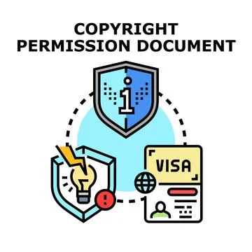 Copyright permission document concept with intellectual property protection 스톡 일러스트