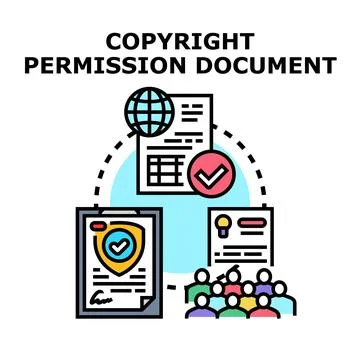 Copyright permission document protecting intellectual property rights Stock Illustration
