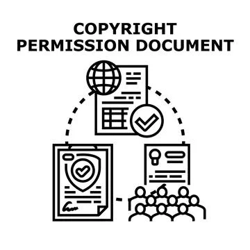 Copyright permission document protecting intellectual property rights Stock Illustration