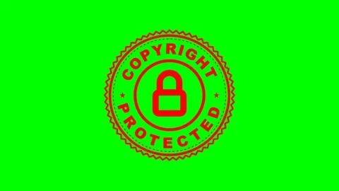 Copyright Protected Intellectual Property Red Stamp on Green Screen 4K Stock Footage 343553975
