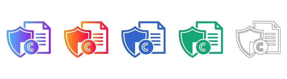 Copyright Protection Document Icons Stock Illustration