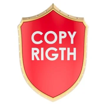 Copyright protection shield. 3D rendering Stock Illustration