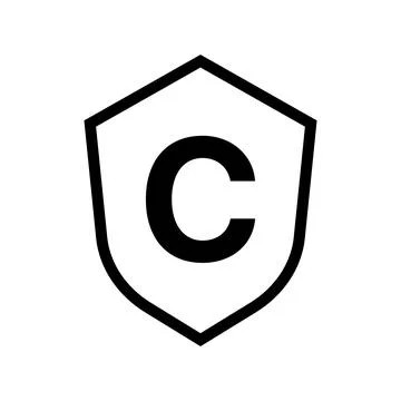 Copyright protection shield icon. Vector. Stock Illustration