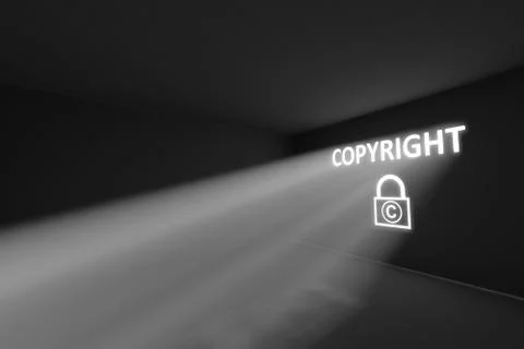 COPYRIGHT rays volume light concept 3d illustration Stock Illustration