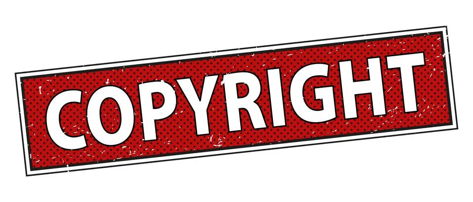 Copyright red stamp tag in comic style text on white background Stock Illustration