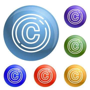 Copyright sign icons set vector Stock Illustration
