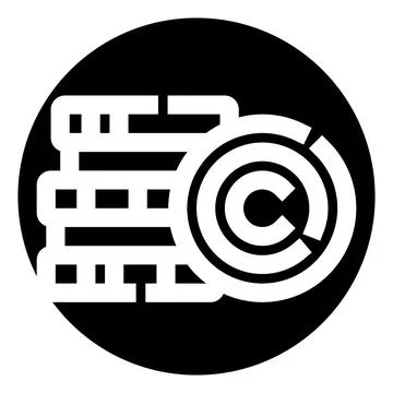 Copyright symbol and stack of books icon Stock Illustration