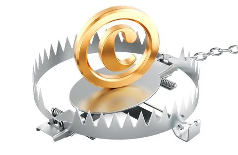 Copyright symbol inside bear trap, 3D rendering Stock Illustration