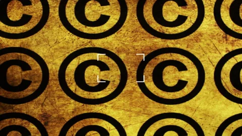 Copyright Symbol Pattern on Grunge Gold Background Stock Footage 335720885