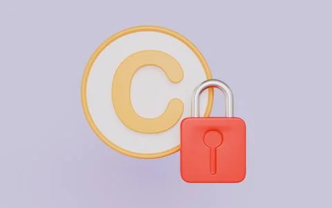 Copyright symbol with a security padlock, Exclusive rights ownership Stock Illustration
