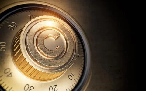 Copyright symbol on vault code lock. Intellectual property protection concept Stock-Illustration