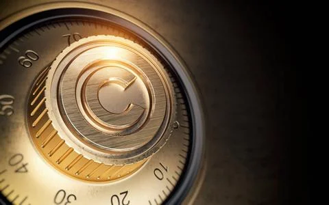 Copyright symbol on vault code lock. Intellectual property protection conc... Stock Photos
