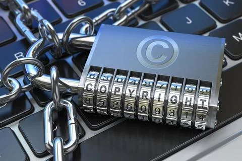 Copyright text on code padlock on computer keyboard. Intellectual property... Stock-Fotos
