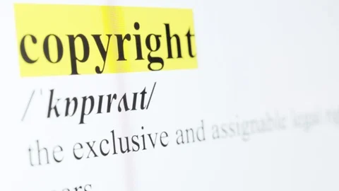 Copyright Text Macro Shot Highlighted in Yellow Color On Computer Screen Stock Footage 123224243