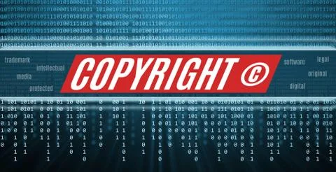 Copyright text over binary code, technology background Stock Illustration