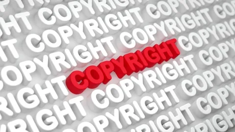 Copyright, text in red and white letters, intellectual property, owner. Stock Footage 316599340