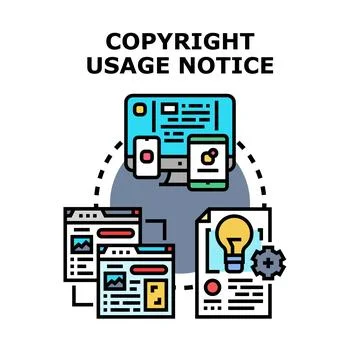 Copyright usage notice protecting digital content and intellectual property 스톡 일러스트