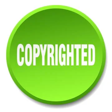 Copyrighted green round flat isolated push button Illustrazione stock