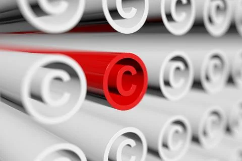 Copyrights concept blurred background 3d render illustration Stock Illustration