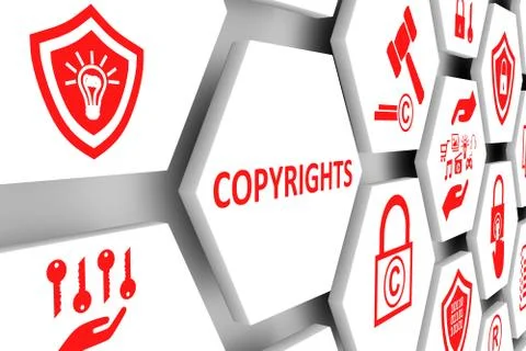 COPYRIGHTS concept cell background 3d illustration Stock Illustration