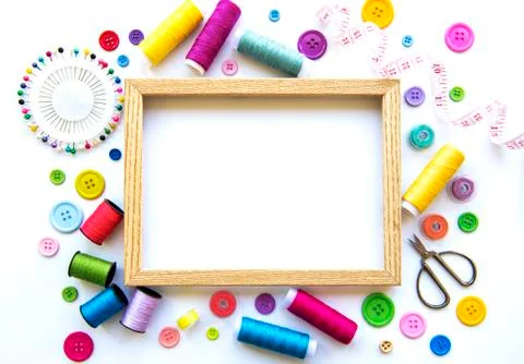 Copyspace frame with sewing tools and accessories Foto stock